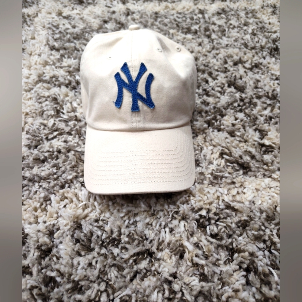 *RARE* 47 Brand Cream Cap with Denim Stitched Logo (UNISEX) Clean, No Stains!